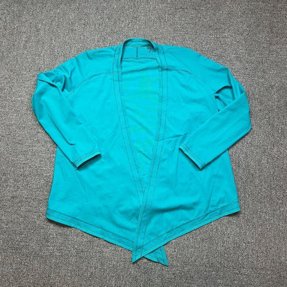 Title Nine Athletic Open Nylon Cardigan w/ Mesh Back in Teal Blue Size Medium